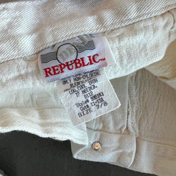 Vintage Y2K Boho Lace Denim White Casual High Waisted Short White 7/8 - Picture 3 of 7